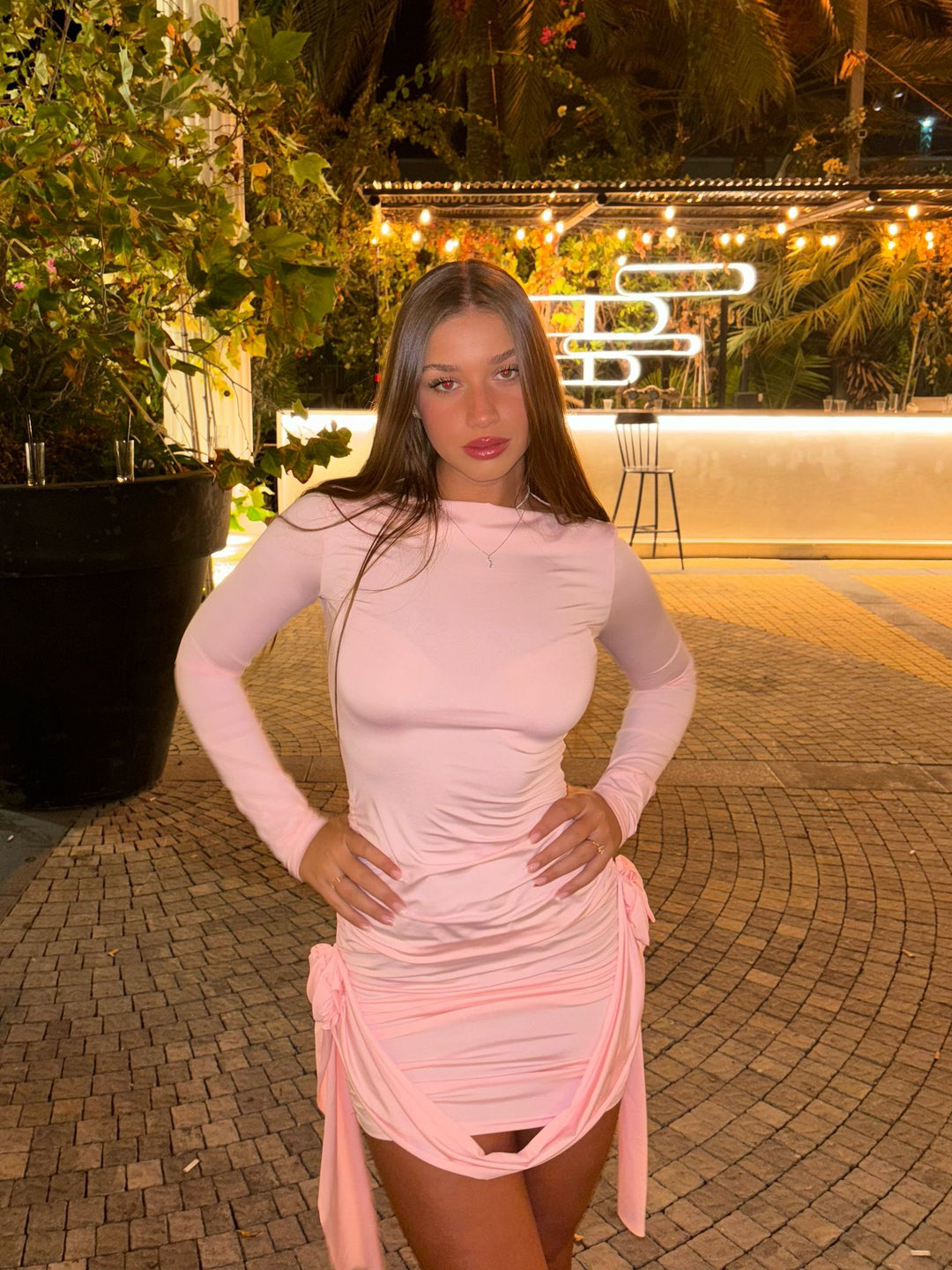 Beatrice Ruffle Satin Mini Dress