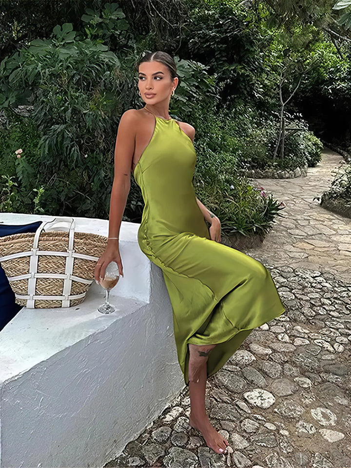Skyler Halter Satin Maxi Dress