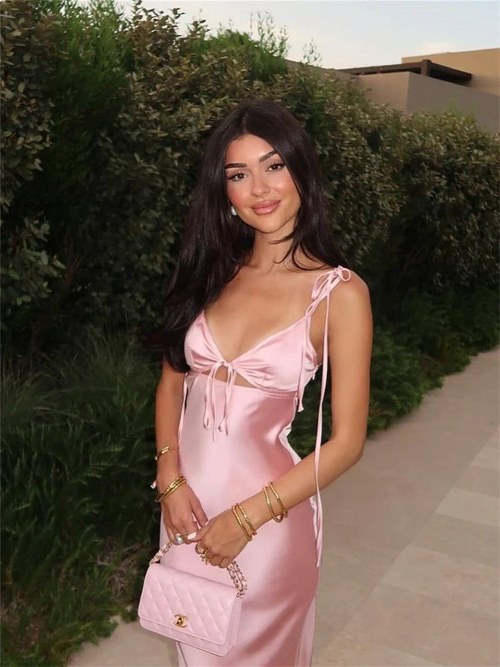 Estelle Satin Cut-Out Dress