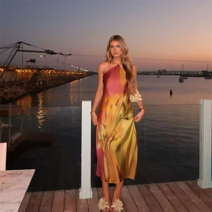 Julie Satin Halter Dress