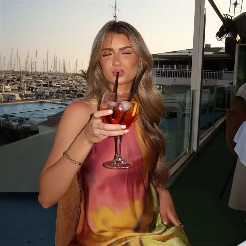 Julie Satin Halter Dress