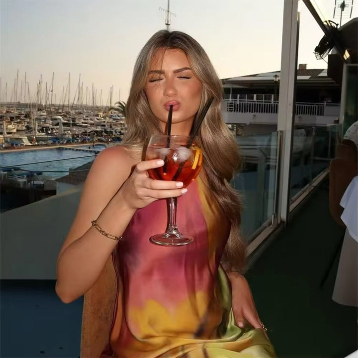 Julie Satin Halter Dress