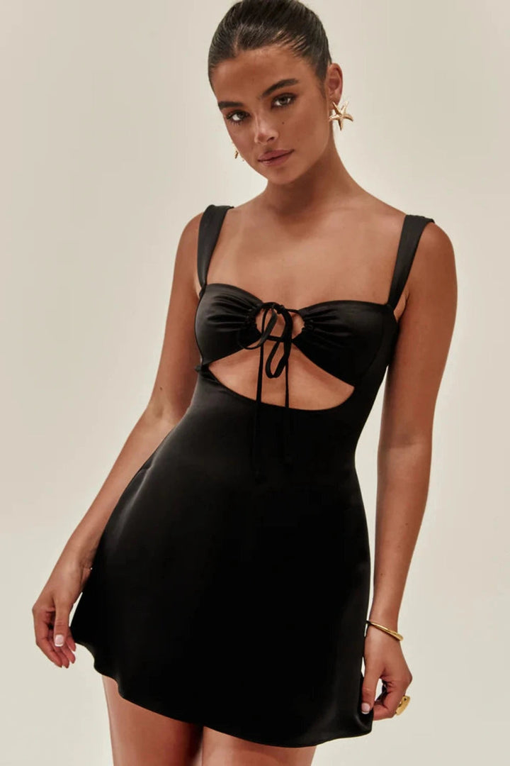 Vienna Square-Collar Cut-Out Dress