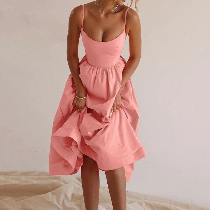 Martha Spaghetti-Strap Ruffle Dress