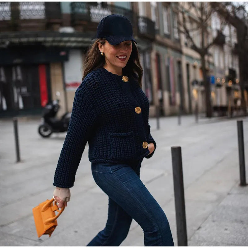 Saige Ribbed Button Sweater