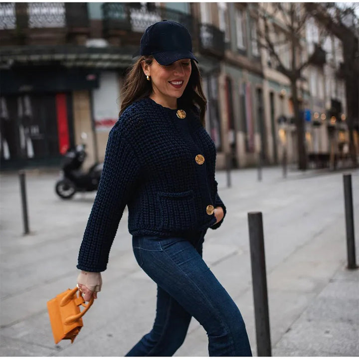 Saige Ribbed Button Sweater