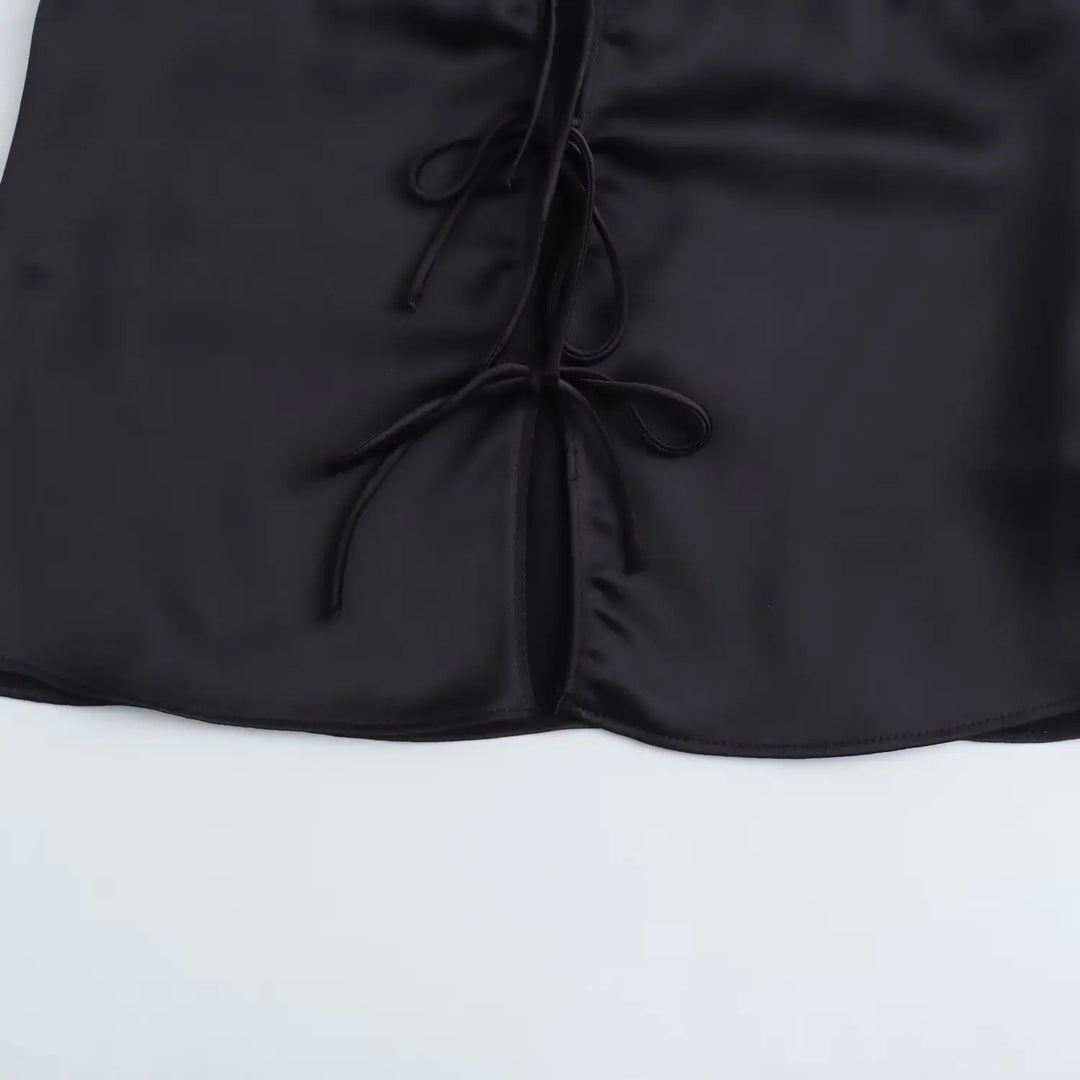 Kaia Satin Front-Tied Top