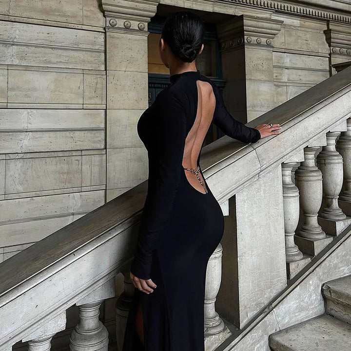 Lexi Backless High-Slit Dress