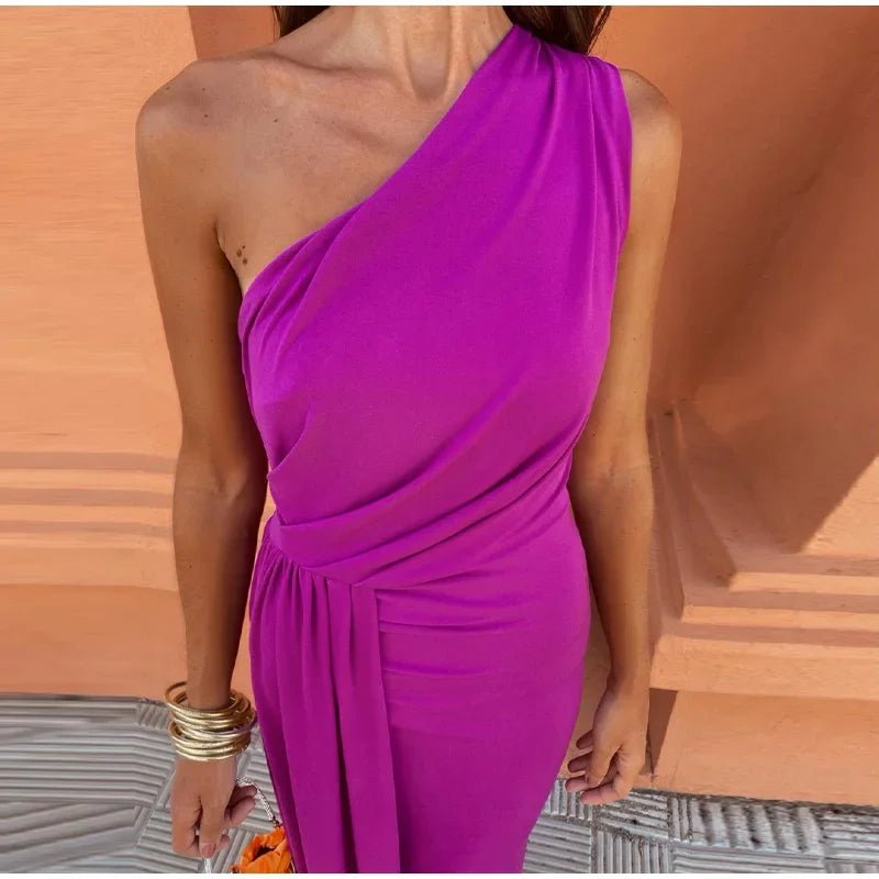 Dallas Slanted Ruffle Dress