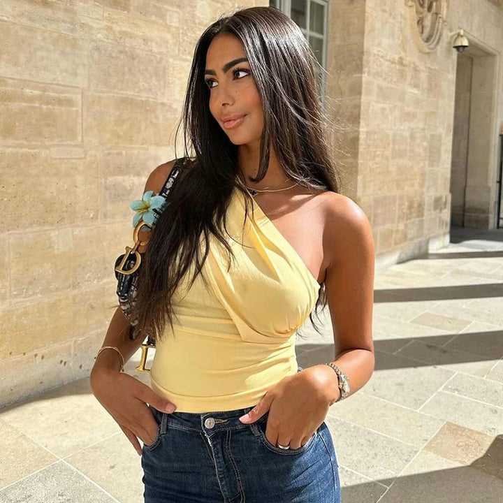 Andrea Slanted Cropped Top