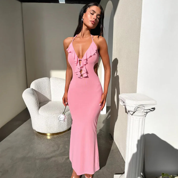 Braelynn Spaghetti-Strap Halter Dress