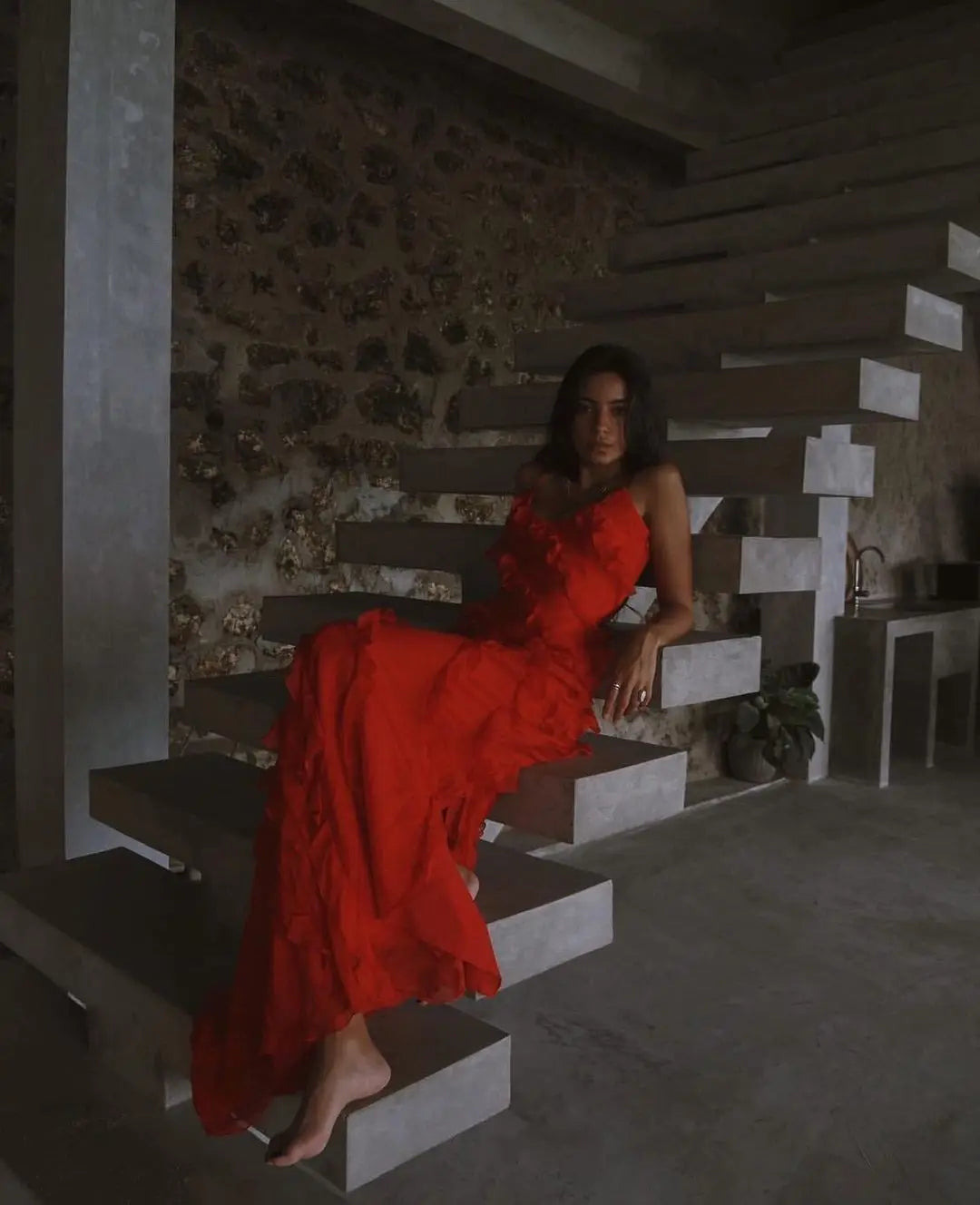 Zaniyah Ruffle Slit Maxi Dress