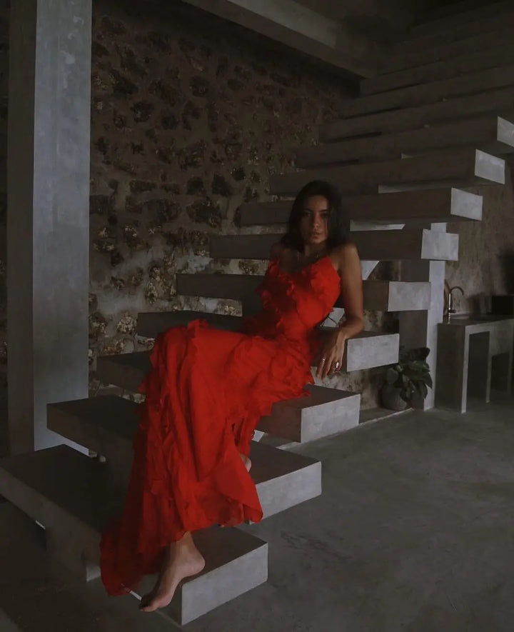 Zaniyah Ruffle Slit Maxi Dress