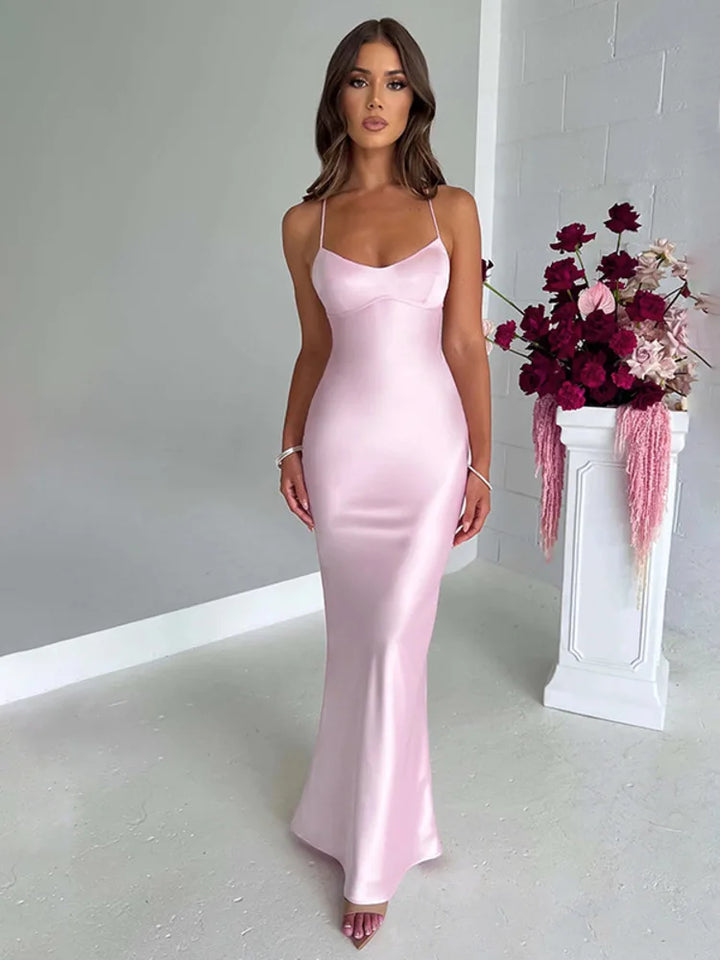 Alena Silk Backless Dress
