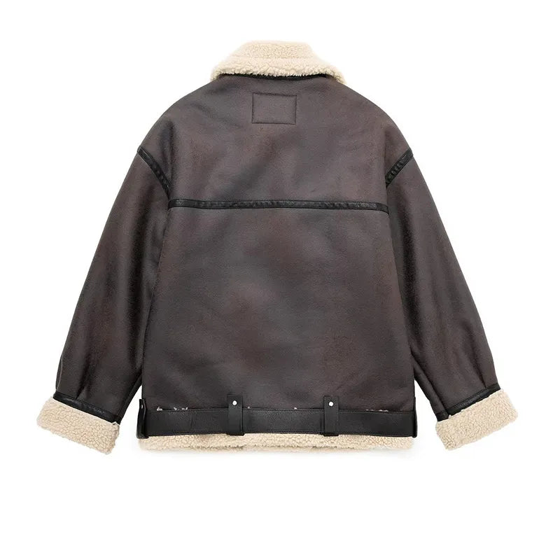 Ophelia Fleece Leather Jacket