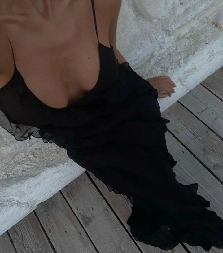 Zaniyah Ruffle Slit Maxi Dress