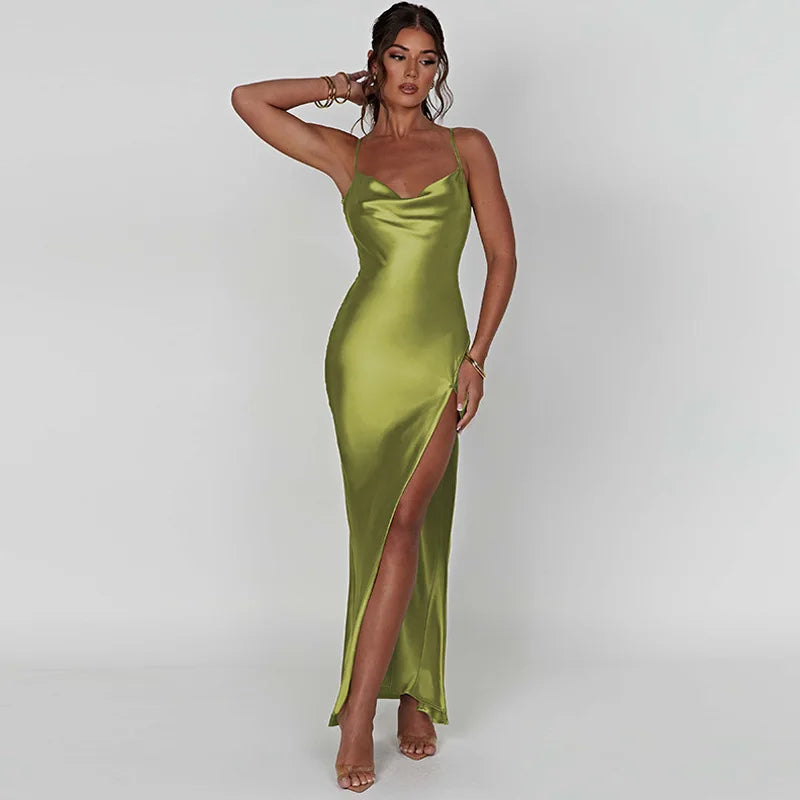 Indie Simple Satin Dress