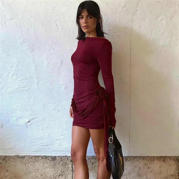 Beatrice Ruffle Satin Mini Dress