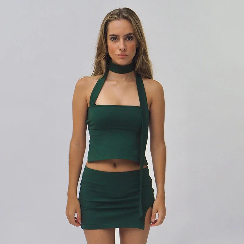 Francesca Turtle Neck Top & Mini Skirt Set