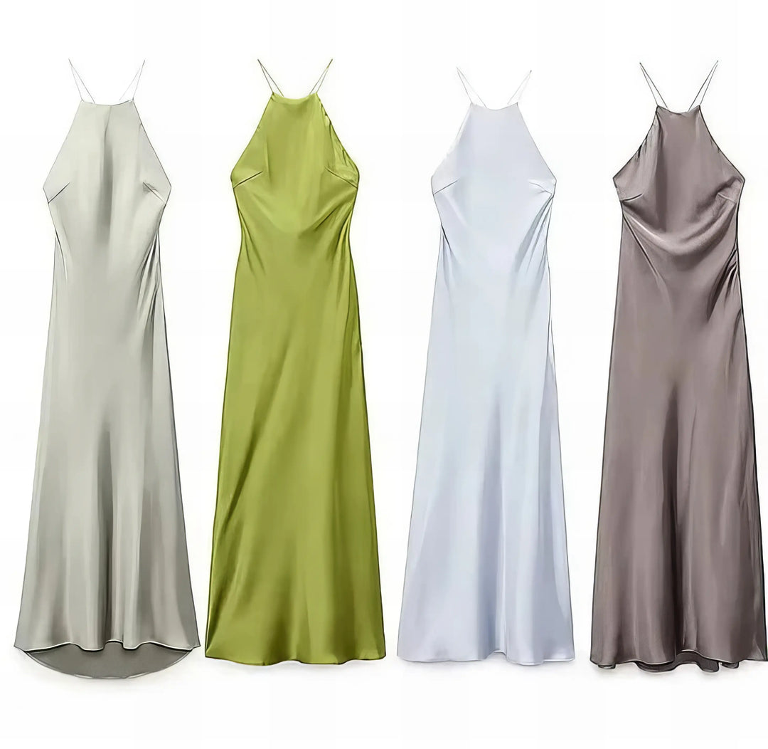 Skyler Halter Satin Maxi Dress