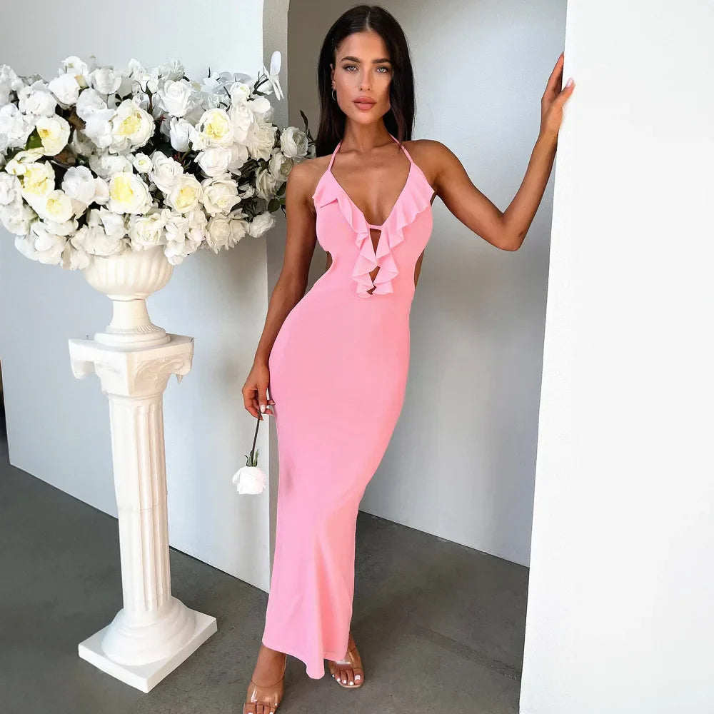 Braelynn Spaghetti-Strap Halter Dress