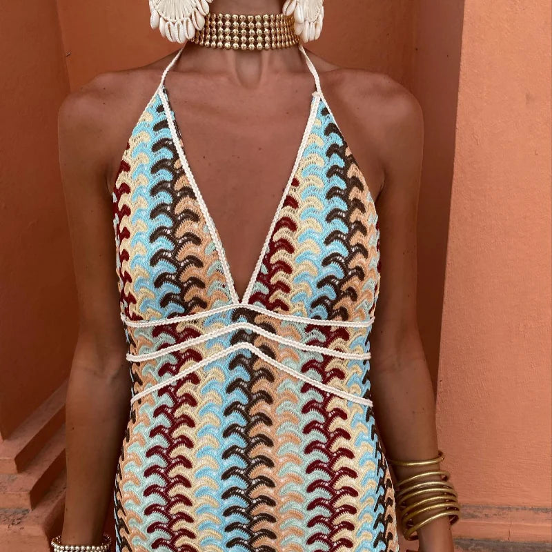 Zahra Backless Halter Maxi Dress