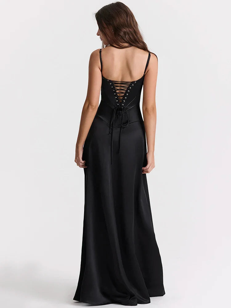 Bridget Square-Collar Maxi Dress