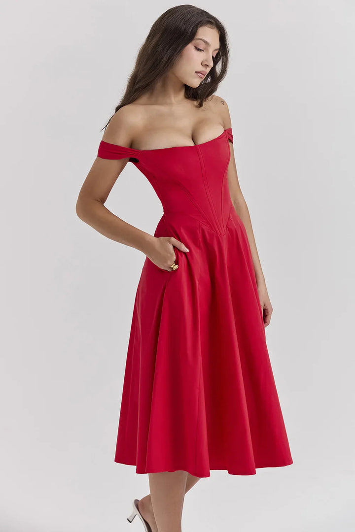 Maxine Off-Shoulder Midi Dress