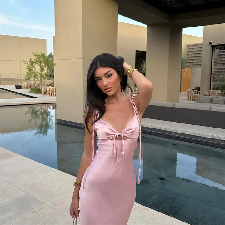 Estelle Satin Cut-Out Dress