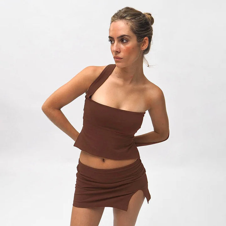 Francesca Turtle Neck Top & Mini Skirt Set