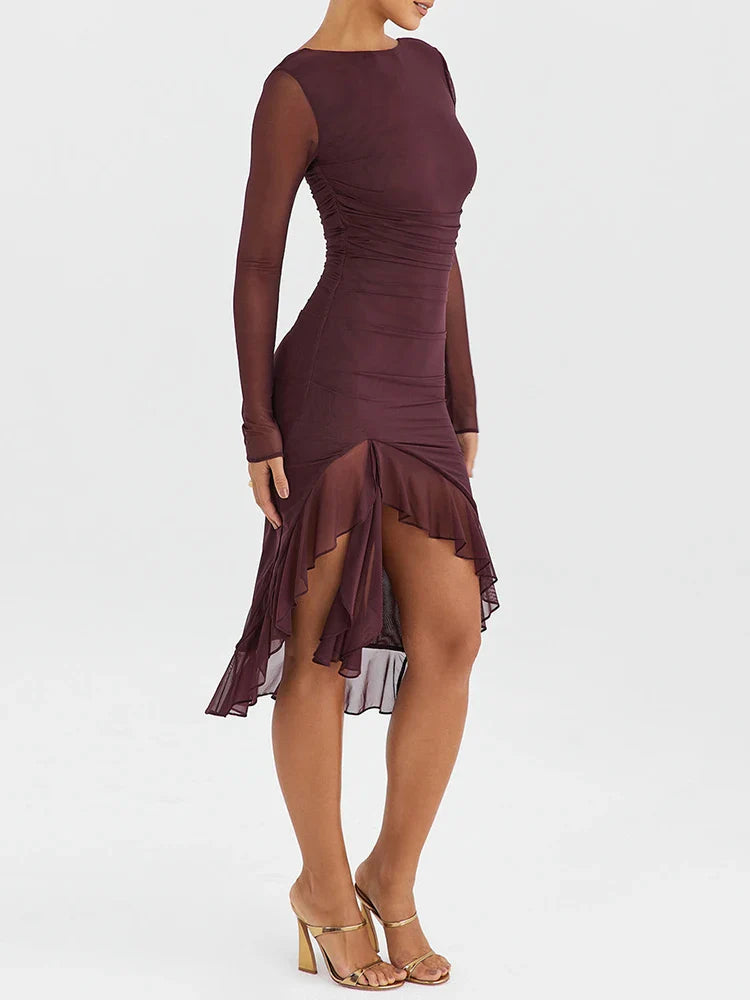 Jessica Ruffle Midi Dress
