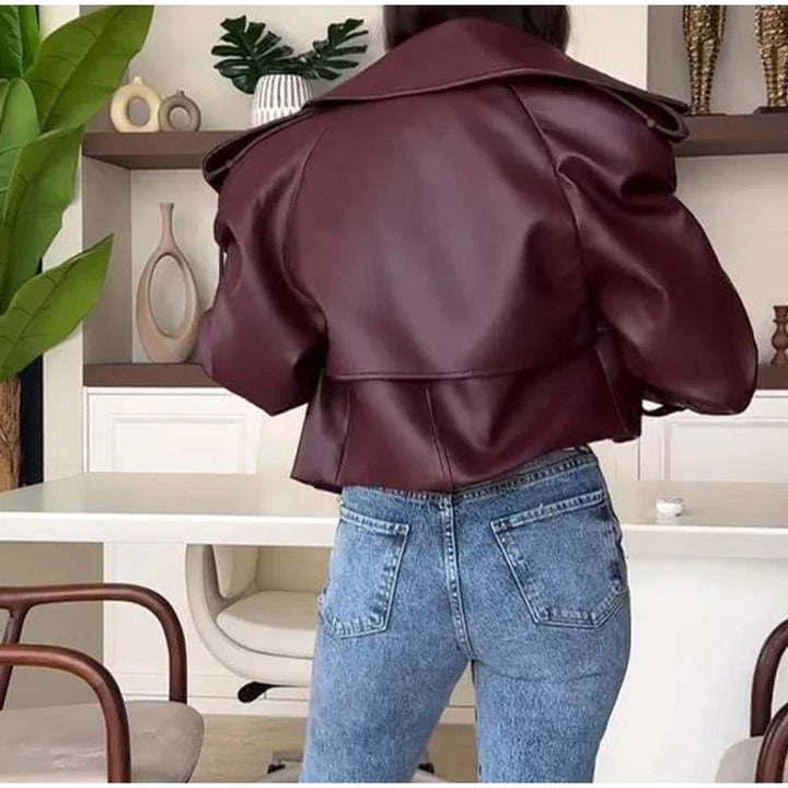 Eliza Button-Up Leather Jacket