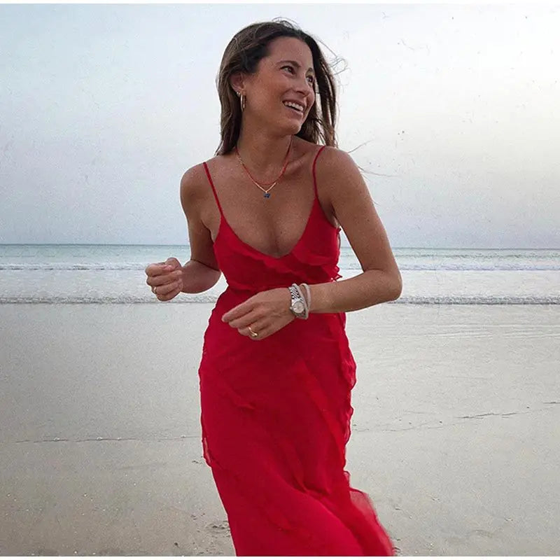 Zaniyah Ruffle Slit Maxi Dress