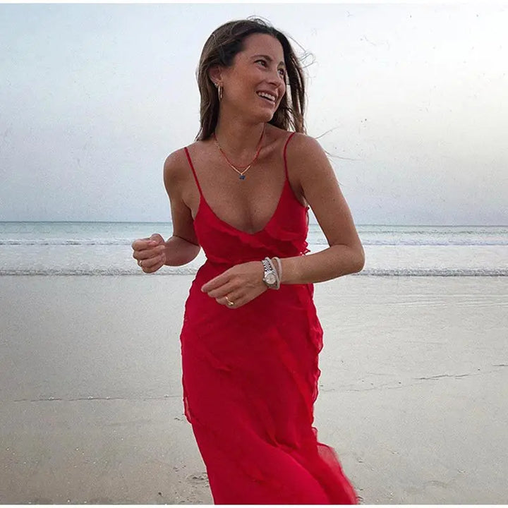 Zaniyah Ruffle Slit Maxi Dress