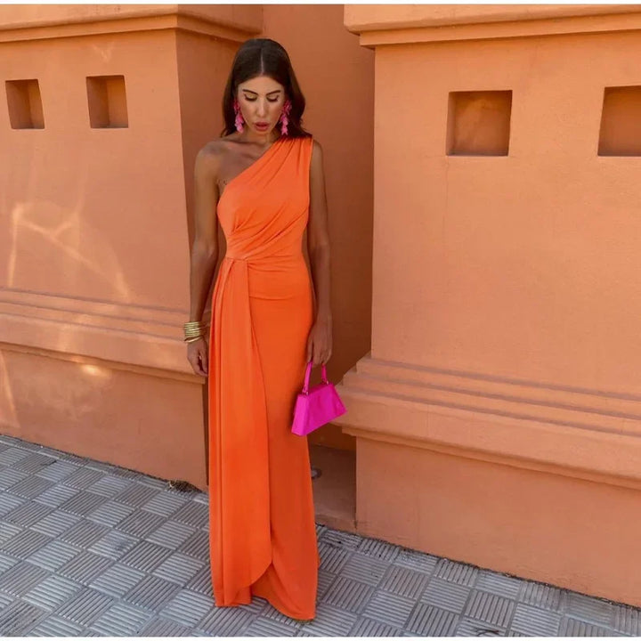 Dallas Slanted Ruffle Dress