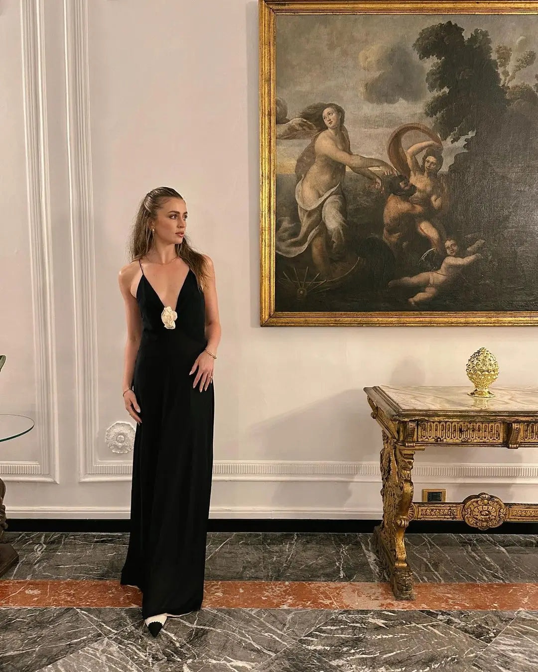 Kenzie Satin V-Neck Dress