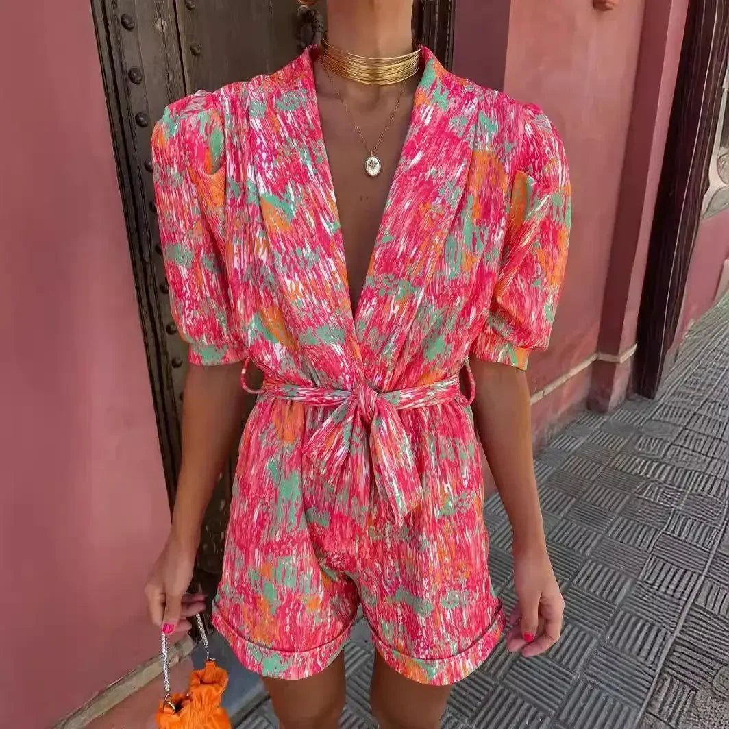 Kalani Bright Print Blouse & Shorts Set