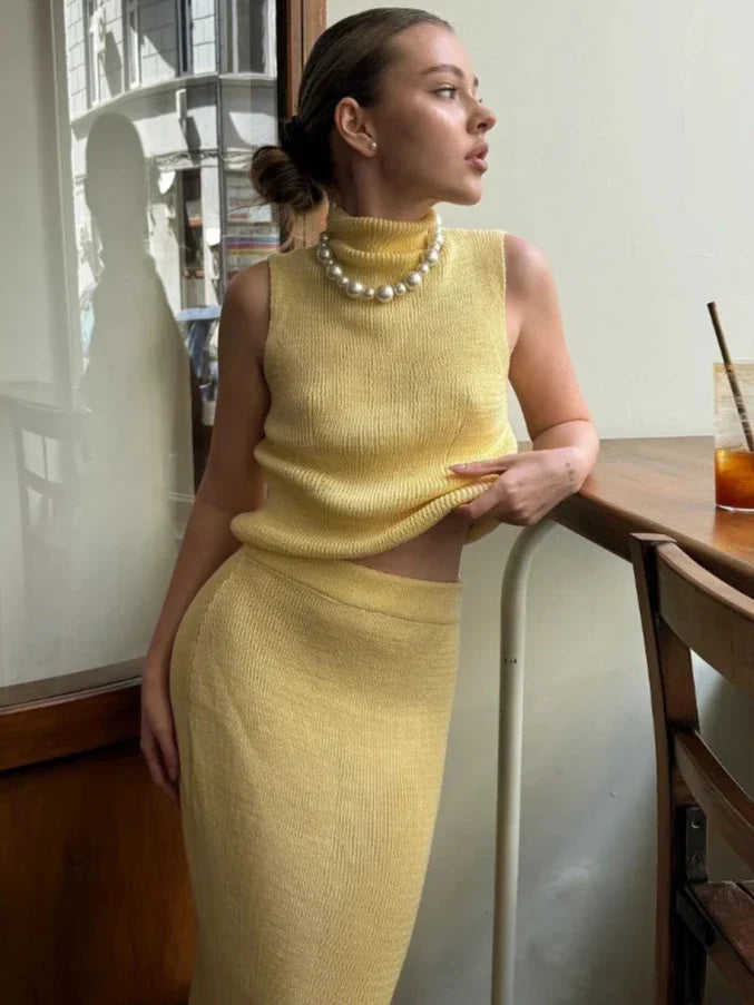 Brooklyn Turtle-neck Top & Skirt Set