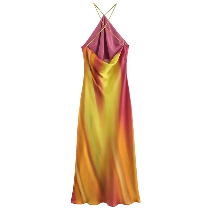 Julie Satin Halter Dress