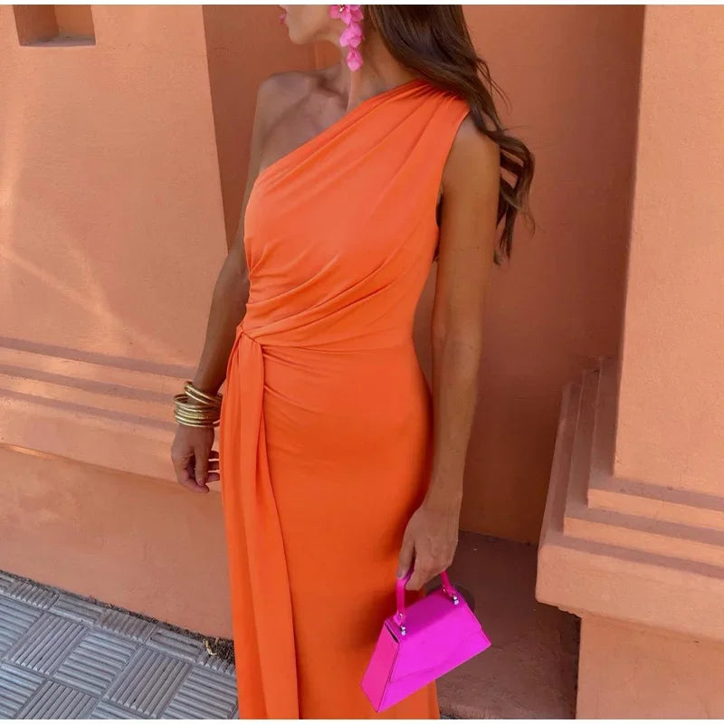 Dallas Slanted Ruffle Dress