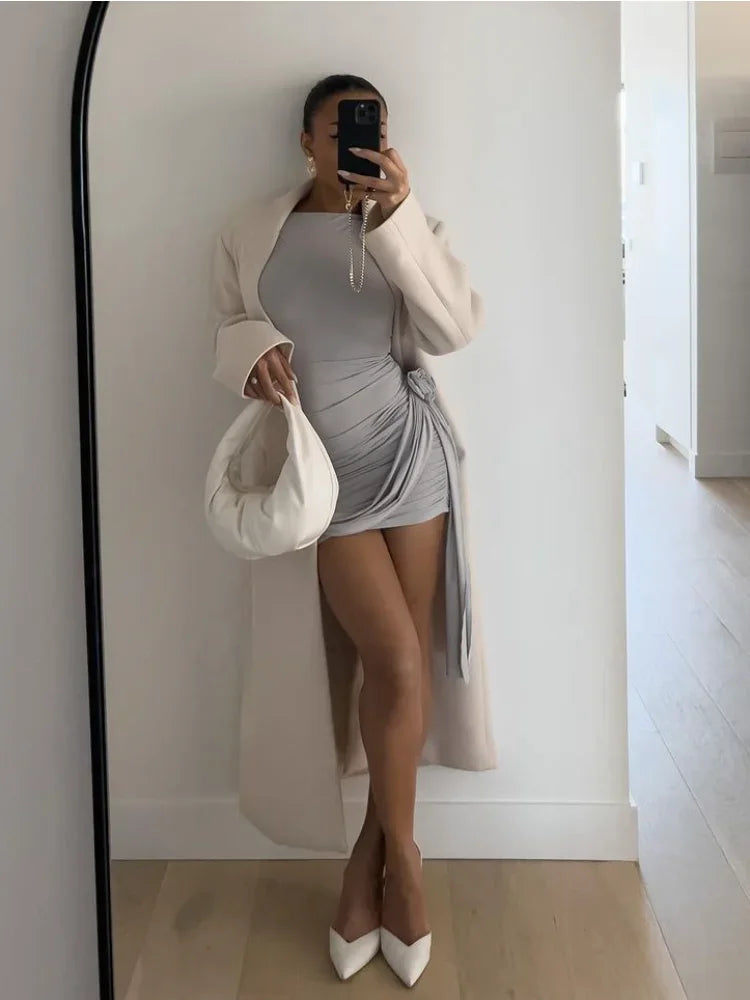 Beatrice Ruffle Satin Mini Dress