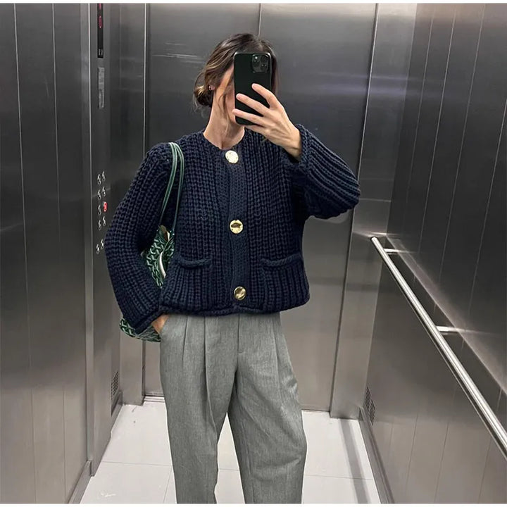 Saige Ribbed Button Sweater