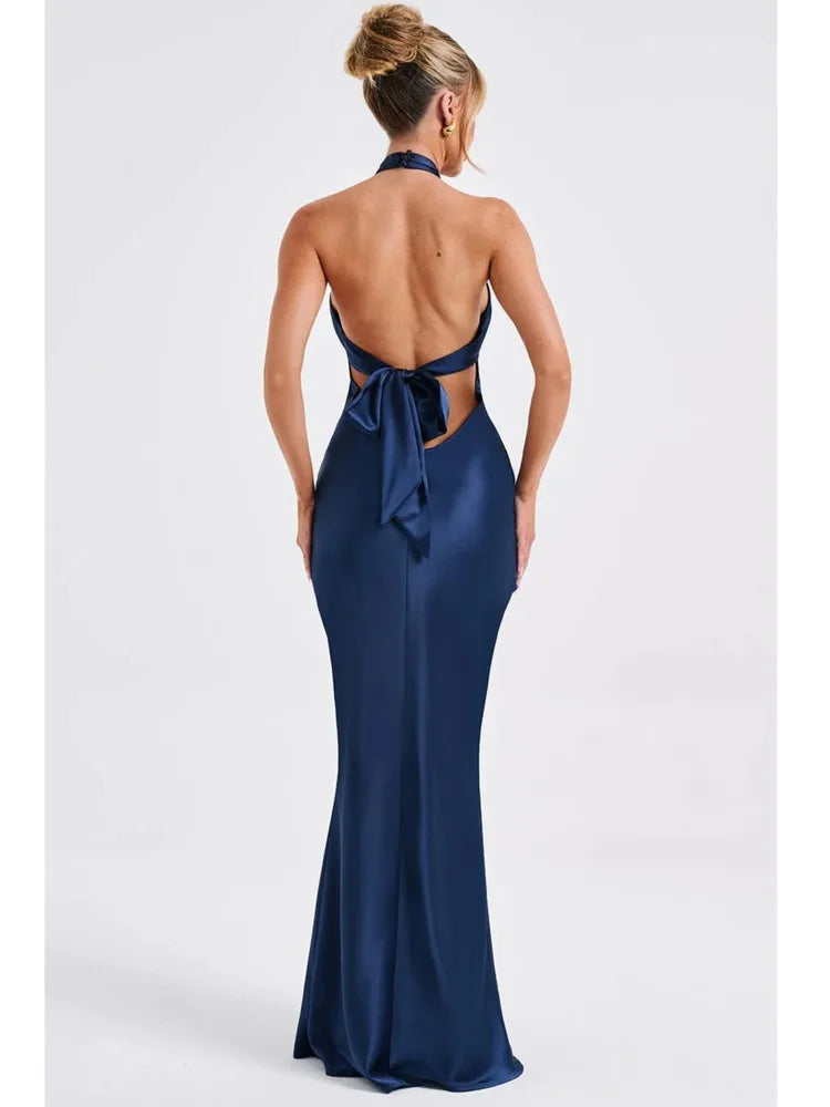 Melany Open-Back Halter Dress
