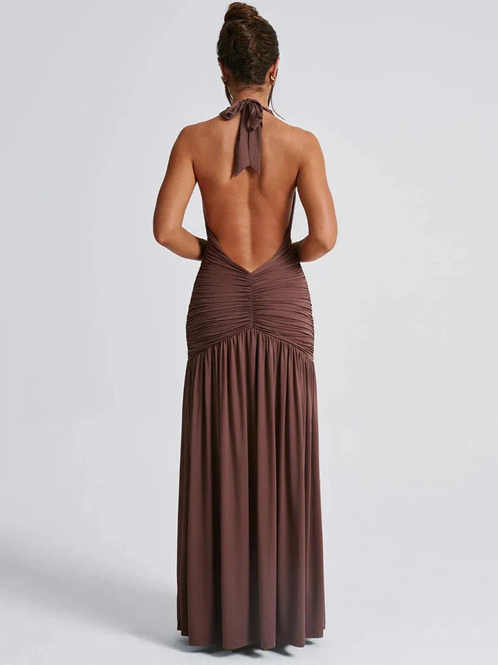 Zariyah High-Slit Halter Maxi Dress