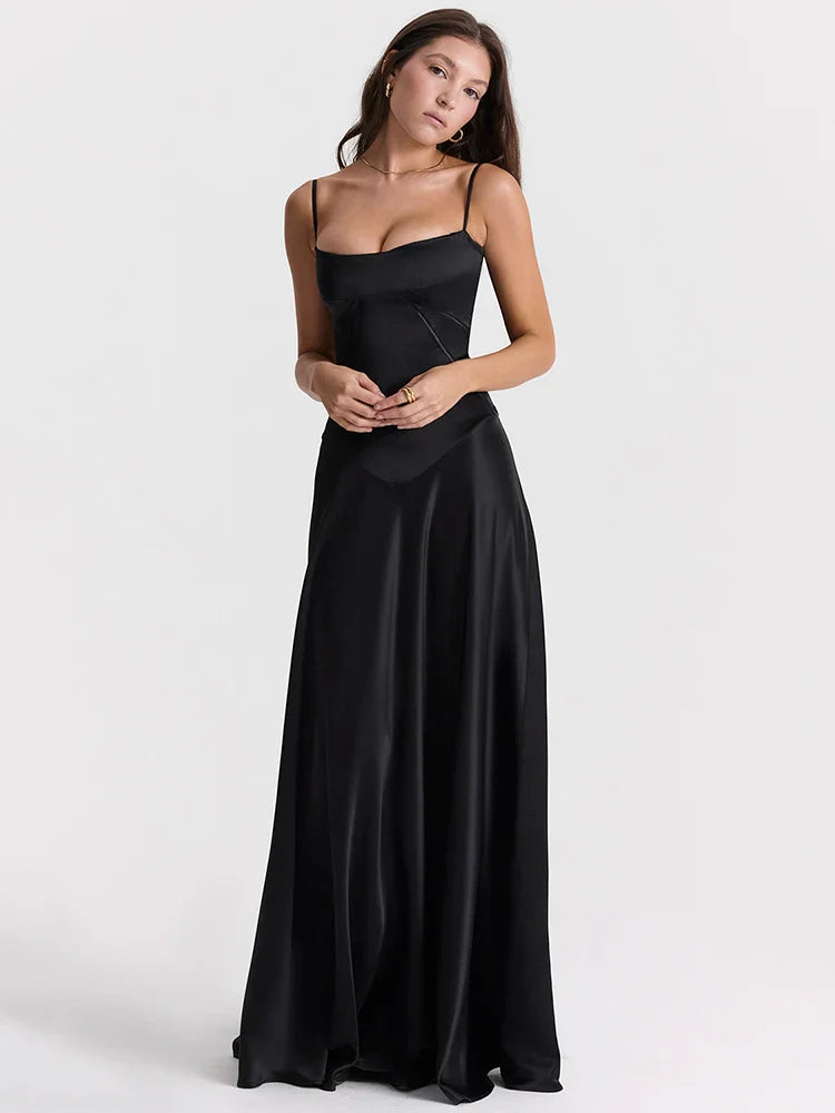 Bridget Square-Collar Maxi Dress