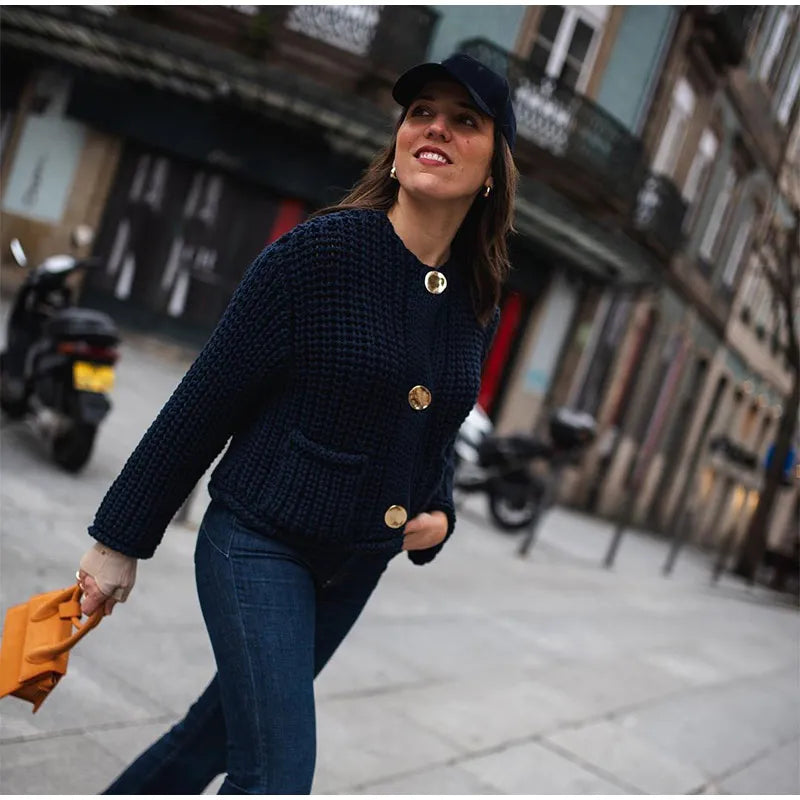 Saige Ribbed Button Sweater