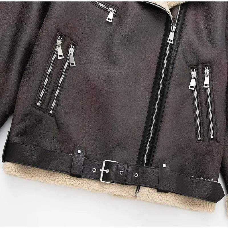 Ophelia Fleece Leather Jacket