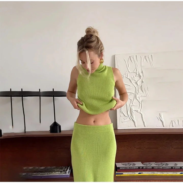 Brooklyn Turtle-neck Top & Skirt Set