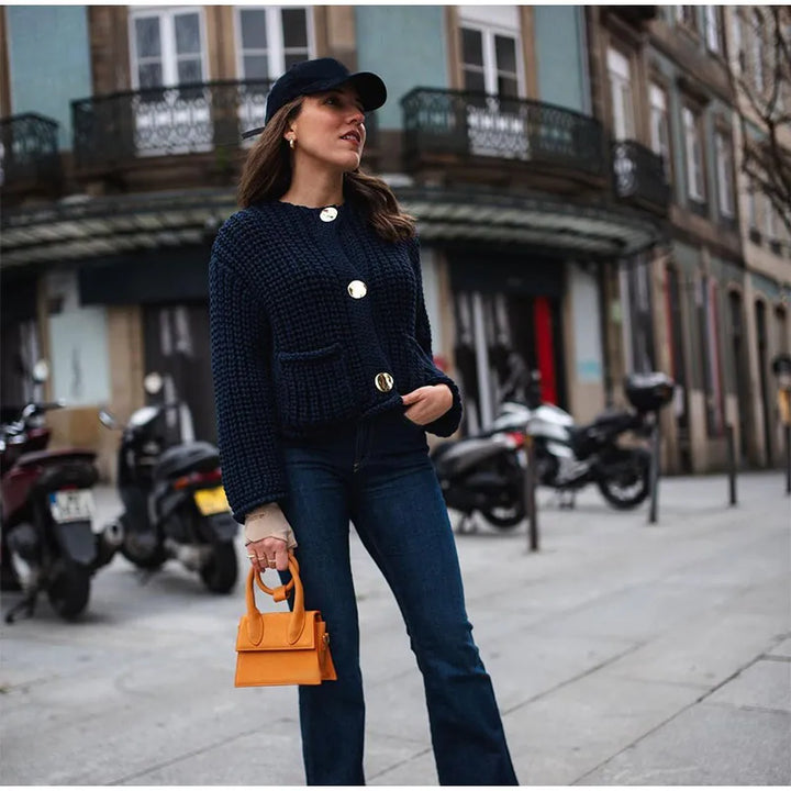 Saige Ribbed Button Sweater