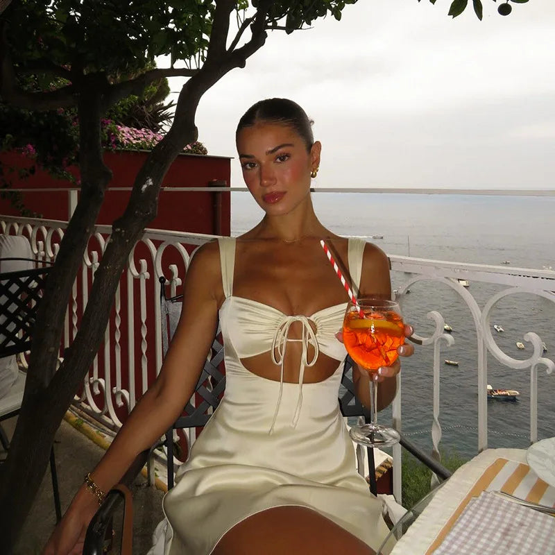 Vienna Square-Collar Cut-Out Dress